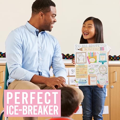 Hadley Designs All About Me Posters for Classroom Must Haves - 20 Star Student Poster, 100 Days of School Items, Star of The Week Poster Elementary Classroom Decor, End of School Year Teacher Supplies - style: Notebook