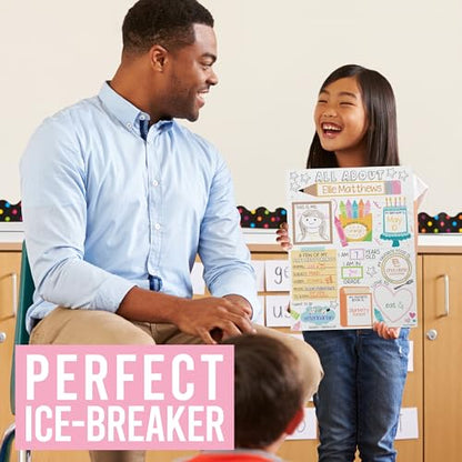 Hadley Designs All About Me Posters for Classroom Must Haves - 20 Star Student Poster, 100 Days of School Items, Star of The Week Poster Elementary Classroom Decor, End of School Year Teacher Supplies - style: Notebook