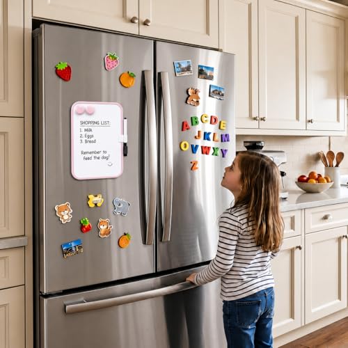 6“ x 8” Mini Whiteboard with Erasable Markers and 2 Round Magnets (Pink) | ABS frame, magnetic board—smooth surface;easy to write on and erase—small white board for fridge, school lockers, and offices - color: Pink