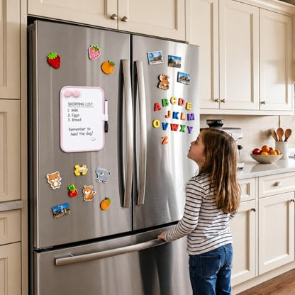 6“ x 8” Mini Whiteboard with Erasable Markers and 2 Round Magnets (Pink) | ABS frame, magnetic board—smooth surface;easy to write on and erase—small white board for fridge, school lockers, and offices - color: Pink
