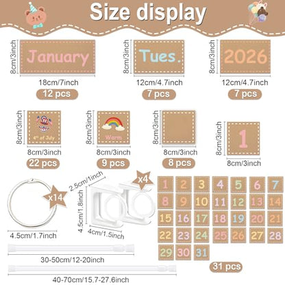 96 Cards Classroom Bulletin Board Decorations Set for Teachers,Flip Calendar with Holder for Classroom,Adjustable Calendar,Preschool Elementary Home Decor Supplies（Pastel） - style: Pastel