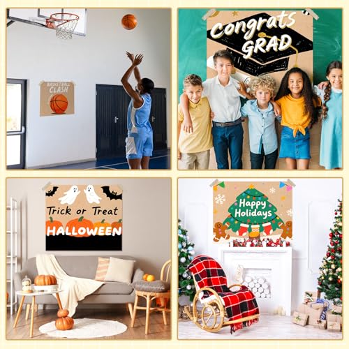 Tatuo 4 Pcs 36" x 36" Large Blank Brown Paper Banners for Teacher Appreciation Poster Crafts Decoration 120gsm Thick Kraft Paper Banner for Summer Camp Activities Wedding Baby Shower Party Decor - size: 36" X 36"