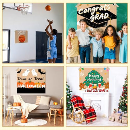 Tatuo 4 Pcs 36" x 36" Large Blank Brown Paper Banners for Teacher Appreciation Poster Crafts Decoration 120gsm Thick Kraft Paper Banner for Summer Camp Activities Wedding Baby Shower Party Decor - size: 36" X 36"