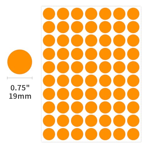 1400 PCS Orange Circle Dot Stickers 3/4" Round Color Coding Label Stickers - color: Orange