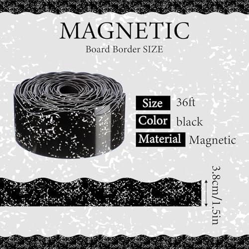 Tellegloww 36 ft Scalloped Magnetic Border Magnetic Border for Whiteboard Bulletin Board Borders Reusable Rolled Borders Trim for Office Chalkboard(Composition Notebook) - style: Composition Notebook