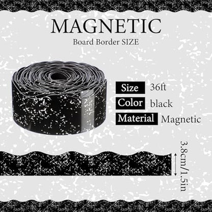 Tellegloww 36 ft Scalloped Magnetic Border Magnetic Border for Whiteboard Bulletin Board Borders Reusable Rolled Borders Trim for Office Chalkboard(Composition Notebook) - style: Composition Notebook