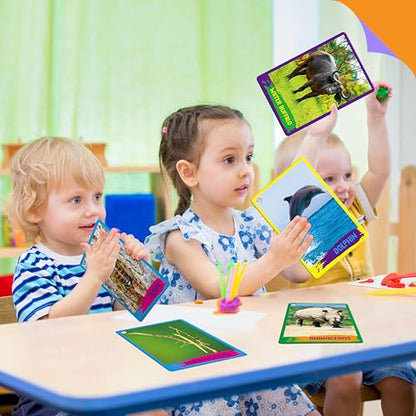 My First 120 Animals, 60PCS Realistic Zoo Animal Cards Farm/Wild/Marine Animals/Insects/Birds Flashcards Montessori & Science Educational Toys Preschool Learning for Homeschool Preschool Toddler Kids - style: Animal Cards