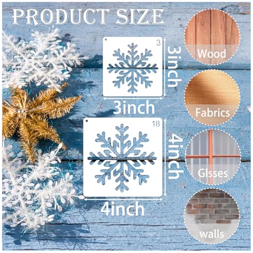 30 Pieces Christmas Snowflake Stencil Reusable Plastic Drawing Painting Stencil Winter Holiday Templates Stencils for Crafts Window Glass Wall Cookies (30 Snowflakes) - style: 30 snowflakes