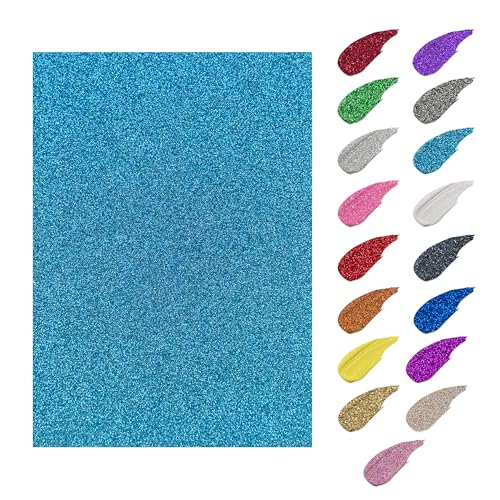 YZH Crafts Glitter Cardstock Paper, No-Shed Shimmer Glitter Papers, Cut Craft and DIY Projects Card stock, Sparkly Paper for Card Making, 8.27 x 11.69 Inch, A4 Size, 10 Sheets (Turquoies)