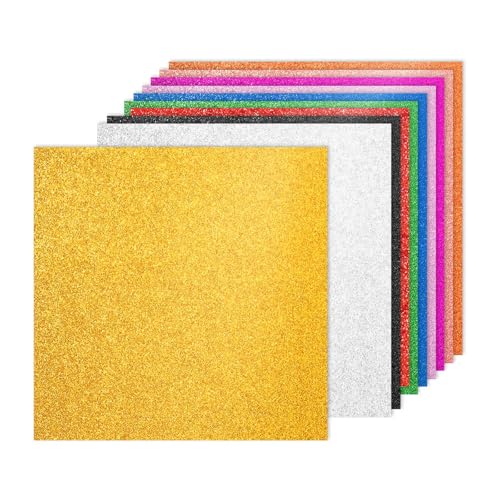 PATIKIL 20Sheets Colorful Glitter Cardstock, 12x12In Glitter Paper Card Stock Shiny Scrapbook 250gsm Sparkly Paper Large Shimmer for Crafts Scrapbook DIY Art Wedding Party - color: Colorful, size: 12x12In