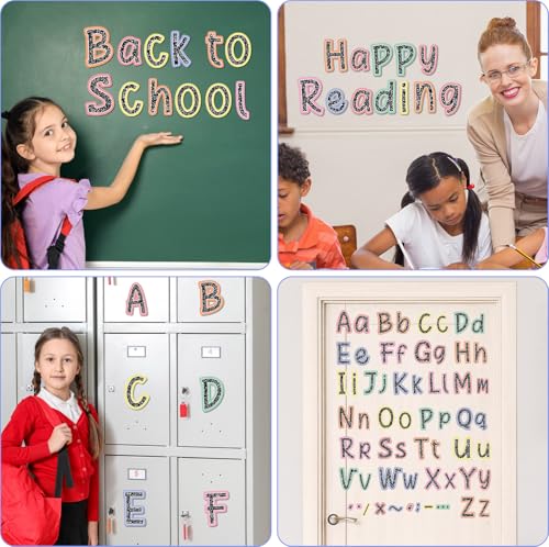 260 PCS Bulletin Board Letters for Classroom 4” Letters Combo Pack Set Pastel Composition Classroom Decorations Alphabet Numbers Symbols Letters for Bulletin Board Cutouts Card Decor - style: Pastel Composition