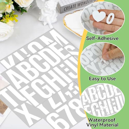 174 Letter Stickers Vinyl Alphabet Stickers Large Mailbox Numbers Self Adhesive Scrapbooking Sticker for Address Number Classroom Bulletin Board Home Crafts Notebook Laptop Poster(15,White,3 Inch) - color: White, size: 3 Inch