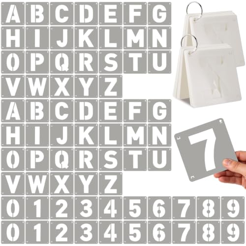 72 Pcs True 3 Inch Letter & Number Stencils - 2 Full Craft Stencil Sets (A-Z & 0-9), Reusable Alphabet Templates Interlocking Stencils for Painting on Wood, Wall, Fabric, Rock, Sign, Craft Projects