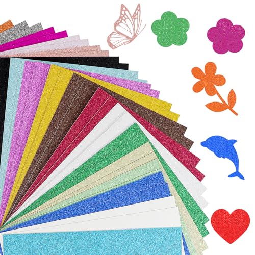 Glitter Cardstock, 40 Sheets 20 Colors Glitter Paper, A5 Sparkly Craft Cardstock Paper, for Arts Crafts Scrapbooking, Card Making, DIY, Birthday Wedding Party Decora