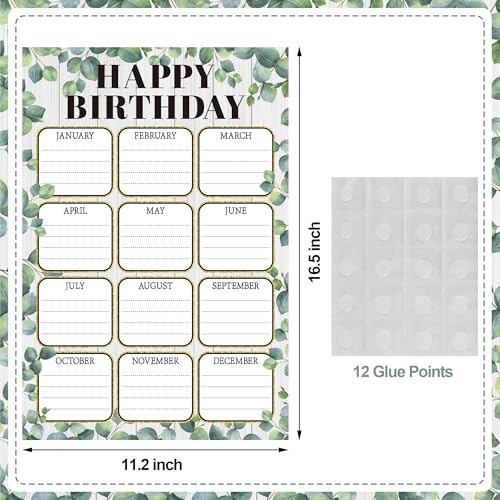 Birthday Chart Poster for Classroom Eucalyptus Happy Birthday Calendar Poster Greenery Reusable Laminated Chart Bulletin Board Decoration for Class Back to School Chalkboard Wall Teacher Supplies