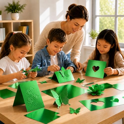 25 Sheets Metallic Grass Green Mirror Cardstock Paper 8.5 x 11 Shimmer Sheets 250gsm/92lb Heavyweight Scrapbook Paper for Certificates, Invitations, Greeting Cards, Crafts, Graduations - color: Green