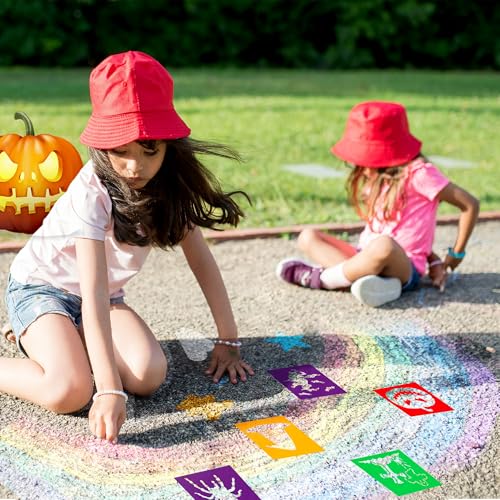 24 Pieces Stencils,Large Drawing Stencils Chalk Template,8 Inches Washable Shape Template Stencils Kit for Crafts,Painting Drawing (Halloween, 8 inch) - color: Halloween