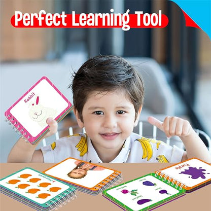 4 Preschool Learning Flipbooks, 96PCS Double Sided Printed Cards Set, Alphabet Letter A-Z, Number 1-20, Feelings and Emotions, Shapes and Colors Mini Board Books Set Early Educational Tool for Kids - style: Letter/Number