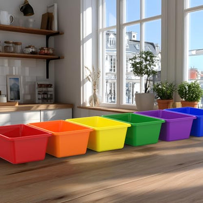 18 Pcs Plastic Classroom Bins, Book Toy Storage Bin Small Cubby Bins Stackable Storage Organizer Containers for Office Home Nursery Playroom (18) ﻿