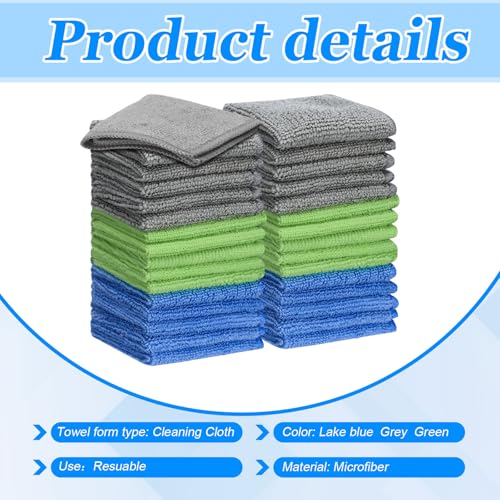 Tanlade Cleaning Cloth Dry Erase Cloth Cleaning Rags Reasonable Kitchen Towels Microfiber Towels Cars Wash(6 x 6 Inch,Gray/Green/Blue,30 Pcs) - color: Gray/Green/Blue, size: 6 x 6 Inch