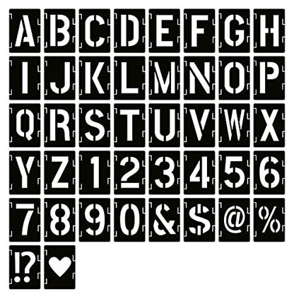 YEAJON 20 Inch Letter Stencils Symbol Numbers Craft Stencils, 42 Pcs Reusable Alphabet Templates Interlocking Stencil Kit for Painting on Wood, Wall, Rock, Sign, DIY Art Projects (20 inch) - size: 20 inch
