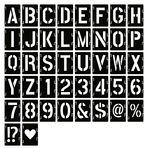 YEAJON 20 Inch Letter Stencils Symbol Numbers Craft Stencils, 42 Pcs Reusable Alphabet Templates Interlocking Stencil Kit for Painting on Wood, Wall, Rock, Sign, DIY Art Projects (20 inch) - size: 20 inch