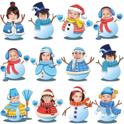 60pcs Winter Theme DIY Cutouts Snowman Bulletin Board Decoration Set Christmas Snowman with Hat Paper Cut-Outs Decor for Winter Holiday DIY Photo Craft Xmas Party School Classroom Wall Door Supplies - style: Winter Snowman