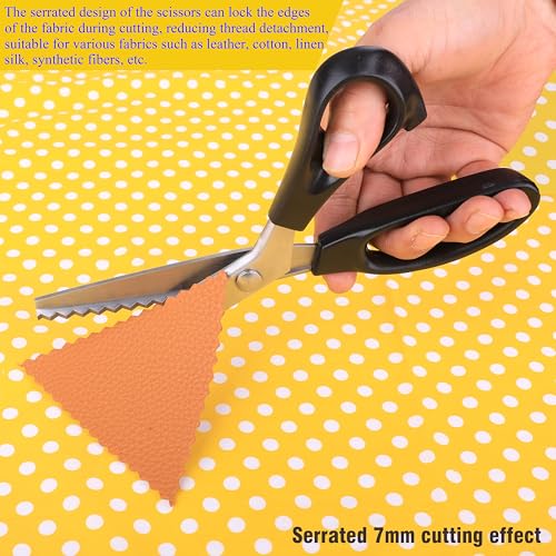 Hui Tong Strong & Sharpe Pinking Shears,Pinking Shears Scissors for Fabric, Serrated and Scalloped Scissors Fabric,3mm,5mm,7mm(Serrated 7mm) - size: Serrated 7mm