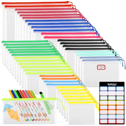 YOPCDJ 42pcs Mesh Zipper Pouch Bags, Puzzle Bag for Organizing Storage,12 Colors for Puzzles Board Game Storage, 8 Sizes for Reusable Plastic Zip Organizer for Travel - style: Multicolored-8sizes-42PCS