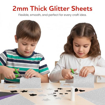 Self-Adhesive Glitter EVA Foam Sheets for Crafts – 2mm Thick 12 White Sheets, 6 x 9 Inch Peel & Stick Foam Paper for DIY, Scrapbooking & Kids’ Art (White). - color: White