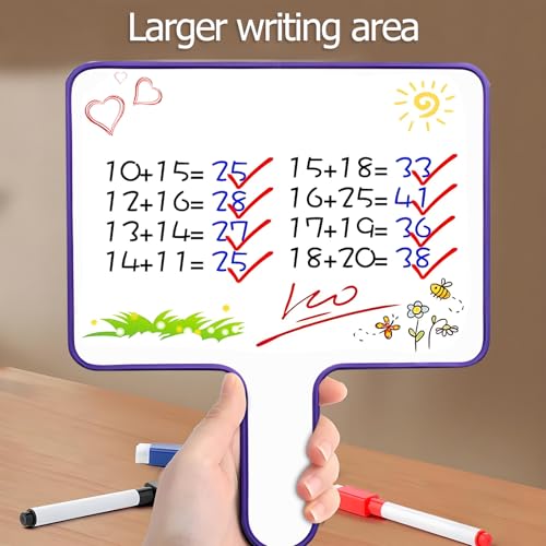 Dry Erase Paddles Handheld with Erasers Portable Double Sided Whiteboard Answer Board Auction Paddles for Students Teachers Classroom Office (Purple) - color: Purple