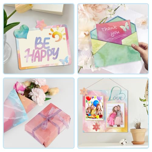 Konsait 24 Sheets Watercolor Scrapbook Paper 12x12, Double Sided Watercolor Cardstock Stationery Paper Origami Papers for Card Making Romantic Scrapbook Supplies