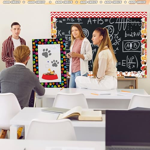 Tenceur 160ft Dog Bulletin Board Borders, 6 Rolls Puppy Paws Scalloped Borders Trim, Animal Classroom Decoration for Summer Back to School Office Chalkboard Whiteboard Poster - style: Dog