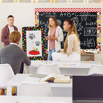 Tenceur 160ft Dog Bulletin Board Borders, 6 Rolls Puppy Paws Scalloped Borders Trim, Animal Classroom Decoration for Summer Back to School Office Chalkboard Whiteboard Poster - style: Dog