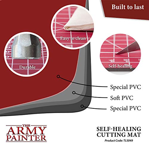 The Army Painter Self-Healing Cutting Mat | Double-Sided PVC Non-Slip Mat| 3-Layer Square Cutting and Modeling Mat| A4, 220x300mm | for Role Play, Board Game