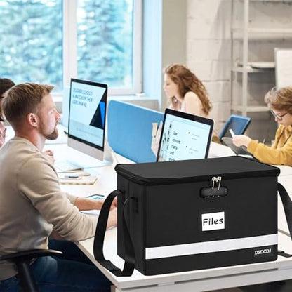 Fireproof File Box with Lock, Upgraded Fireproof Document Box with Reflective Strip, Portable File Organizer Filing Cabinet with Handle for Hanging Letter/Legal Folder, 15.5" x 12.3" x 10.5" | Fireproof - size: 15.5" x 12.3" x 10.5", style: Black1 Pack-23