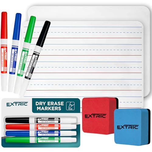 Small White Board for Kids 2 PK, Double Sided Small Dry Erase Board, 4 Fine Tip Markers, 2 Mini Erasers Mini Whiteboard for Kids, Lapboard perfect for Homeschool Supplies, Office, Classroom