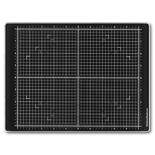 GLASSBOARD STUDIO Rich Black Glass Craft Mat (9x12in) - Magnetic, Heat & Scratch Resistant, Stain-Proof for Crafting, Cutting, Painting, Mixed Media Artwork - Grid & Angle Lines, Non-Slip Rubber Feet - color: Rich Black, size: 09"L x 12"W