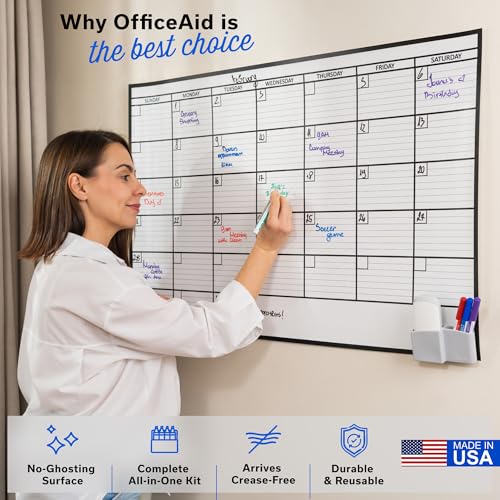 Large Dry Erase Calendar for Wall 24x36, Giant Family Office Big Reusable, Monthly Planner Erasable Month, Rolled Whiteboard White Board, 36x24 Calendar Dry Erase for Undated Wall Large Classroom - size: Medium (24 x 36 inch)