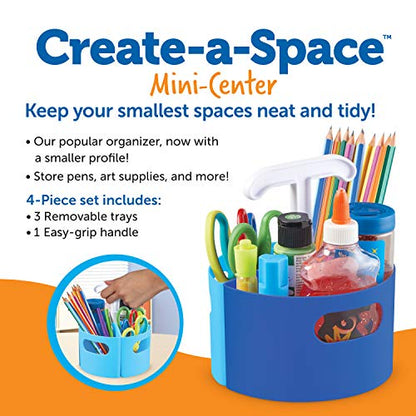 Learning Resources Create-a-Space Storage Mini Center Blue - Desk Caddy Organizer for Kids, Art Supplies Classroom Organizer, Homeschool Supply Organizers and Classroom Storage, Marker Holder - style: Blue