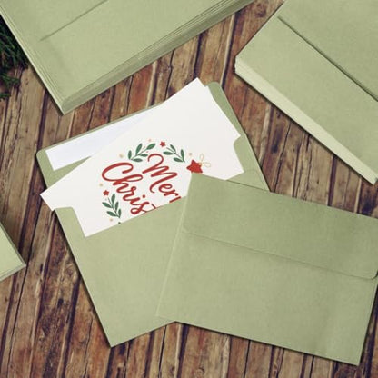 70 Packs A4 Envelopes, White, 4x6 Photo, Self Seal for Invitations, Weddings, Baby Shower, Photos, Postcards, Greeting Cards, Mailing (Sage Green, A7 (5.31x7.28in)) - color: Sage Green, size: 50 Pack A7 (5.31x7.28in) Envelopes