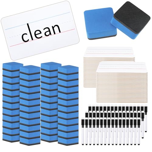 Colarr 48 Sets Mini White Boards 6"x 9" Dry Erase Boards Classroom Pack Includes Two Sided Small Whiteboards Markers, Lapboards Erasers for Teachers Students School