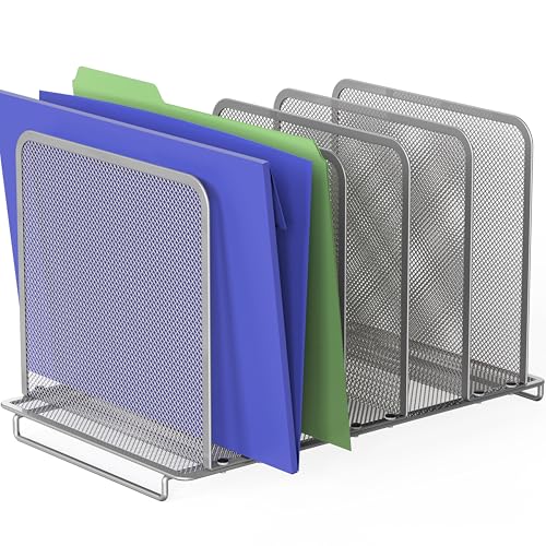 Simple Houseware Expandable 5 Section Upright File Sorter Organizer, Silver - color: Silver, size: 1 Pack - Total 5 Sections