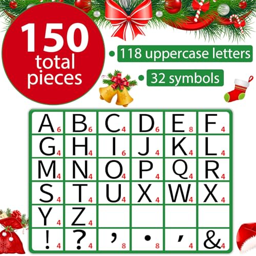 Qyeahkj 150 PCS Large 6" Font Christmas Bulletin Board Letters for Classroom, Red and Green Letters Bulletin Board Christmas Decorations for Xmas Home School Classroom Alphabet Poster Wall Decor - style: Christmas Red & Green