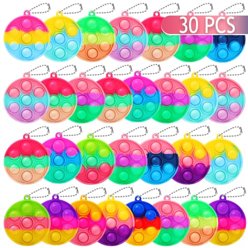 30PCS Party Favors for Kids,Bulk Fidget Toys, Birthday Party Toys, Small Classroom Prizes Box Fidgets Toys for Kids Toddlers Adult, Goodie Bag Stuffers, Treasure Chest, Bubbles Poppers (Roundness) - style: Round-30