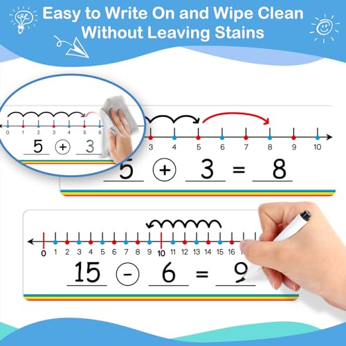 Aizweb 28 Pack Number Line Dry Erase Board Card,12" x 3.9" Small Whiteboard Math Manipulatives Addition Subtraction Game for Student Classroom Must Have Homeschool Teacher Supplies Learning Activities - style: 28 Pack Number Line
