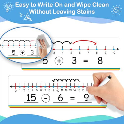Aizweb 28 Pack Number Line Dry Erase Board Card,12" x 3.9" Small Whiteboard Math Manipulatives Addition Subtraction Game for Student Classroom Must Have Homeschool Teacher Supplies Learning Activities - style: 28 Pack Number Line