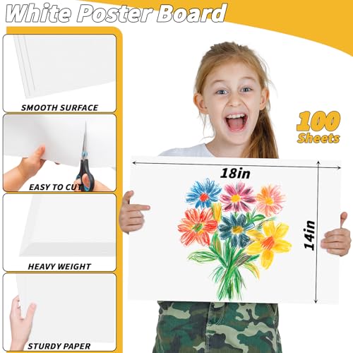 100 Pcs 14 x 18 In Poster Board White Poster Board Paper Bulk 250 GSM Thickness Vision Boards Smart PosterBoard for Drawing School Arts Craft Projects Presentations Scrapbooking Blank Graphic Display - color: white, size: 14 x 18 in-100 sheets