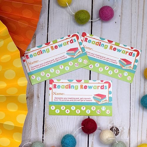 Reading Themed Reward or Prize Punch Cards for Parents & Kids,1 set of 10 3.5" X 2” Double Sided Cards by AmandaCreation - style: Reading