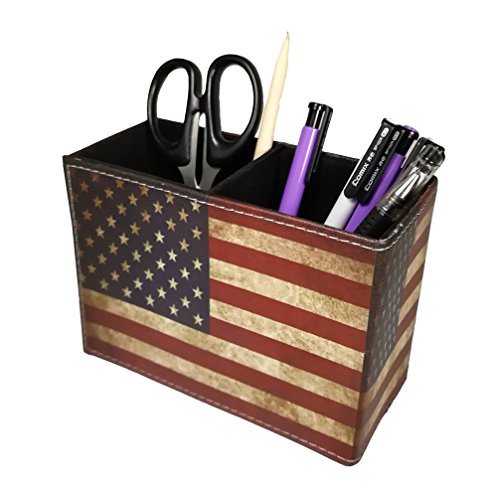 DreamsEden Pen Holder, Vintage American Flag Pencil Cup Desktop Pen Organizer for Desk Office Home Patriotic Decor - color: American Flag Rectangle